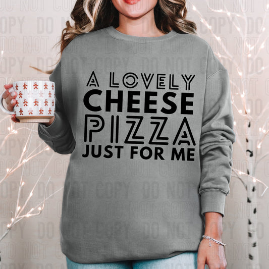 Lovely Cheese Pizza Black Font DTF Transfer