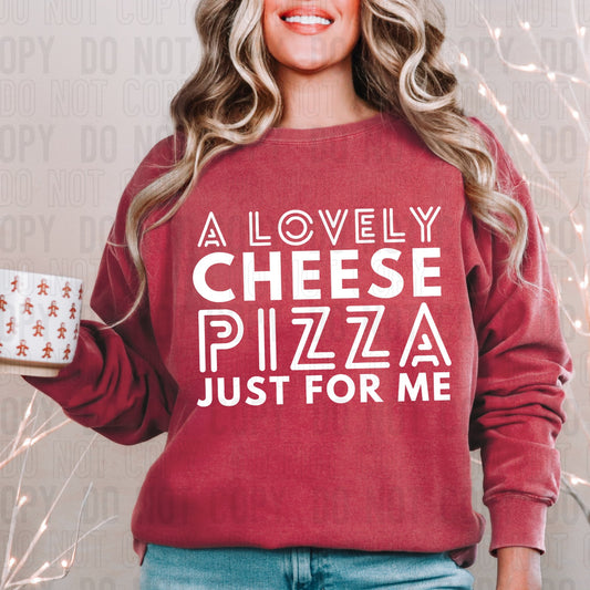 Lovely Cheese Pizza White Font DTF Transfer