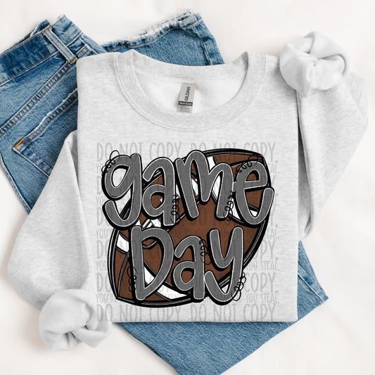 Game Day Football Grey DTF Transfer