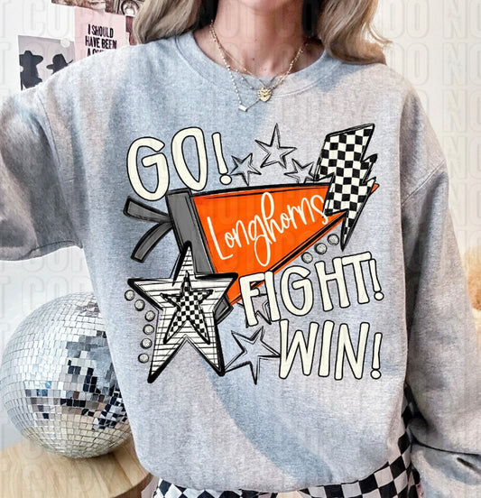 Go Fight Win Longhorns Orange DTF Transfer