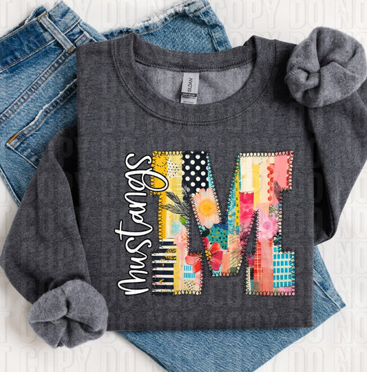Mustangs Patchwork Mascot DTF Transfer
