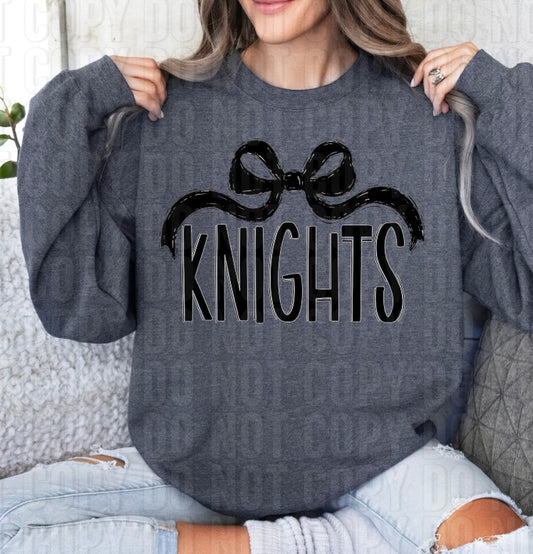 Knights Black Wide Bow DTF Transfer