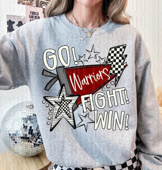Go Fight Win Warriors Maroon DTF Transfer