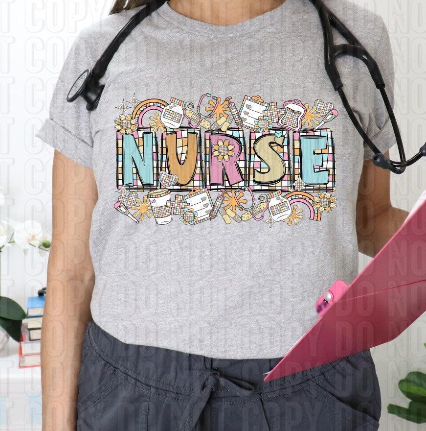 Nurse Retro Doodle DTF Transfer