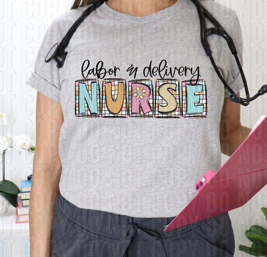 Labor And Delivery Nurse Retro Doodle DTF Transfer
