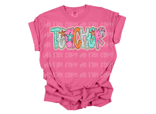 Teacher Preppy Doodle DTF Transfer