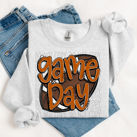 Game Day Football Rust Orange DTF Transfer