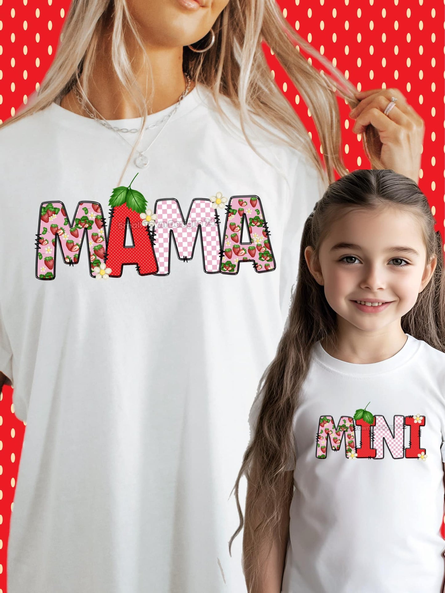 Mama/Mini Strawberry Doodle DTF Transfer