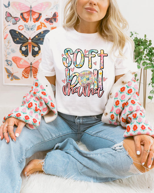 Softball Mama Floral DTF Transfer