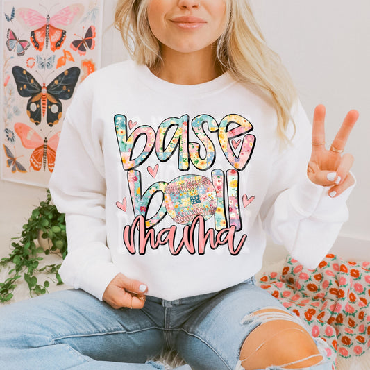 Baseball Mama Floral DTF Transfer