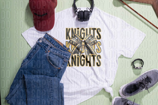Knights Cheer Vegas Gold Black DTF Transfer