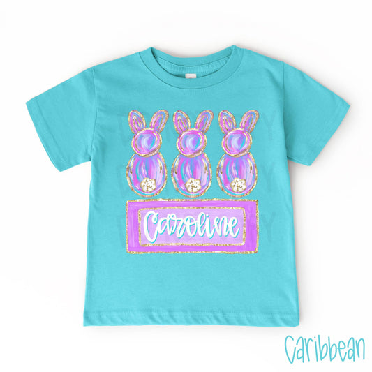 Bunny Trio (Girl) Custom/Name Personalized Name Plate DTF Transfer