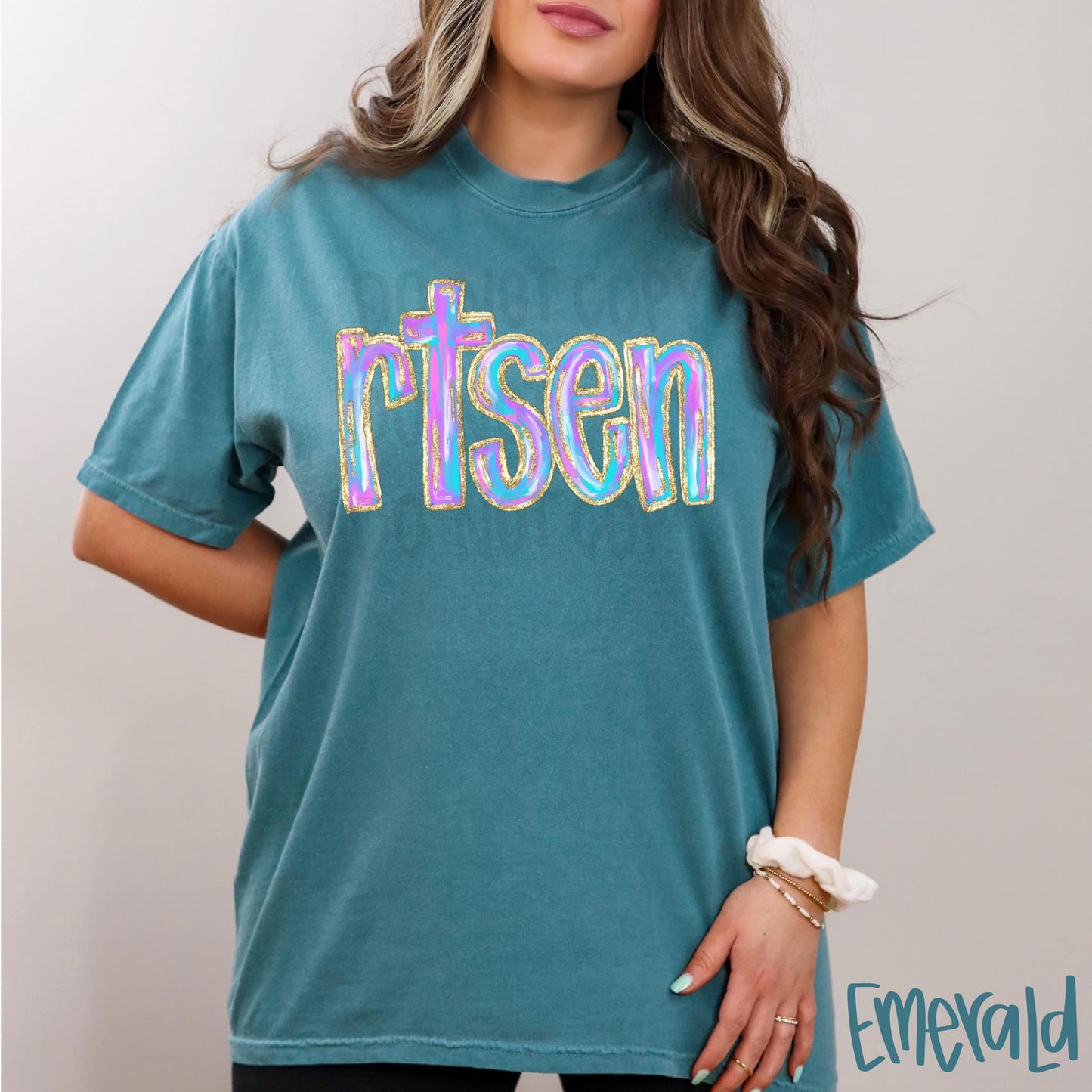 Risen Purple & Gold Foil DTF Transfer