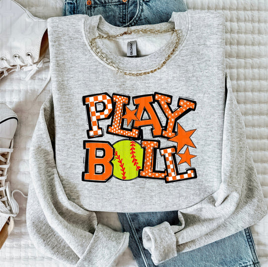 Play Ball Orange Softball DTF Transfer