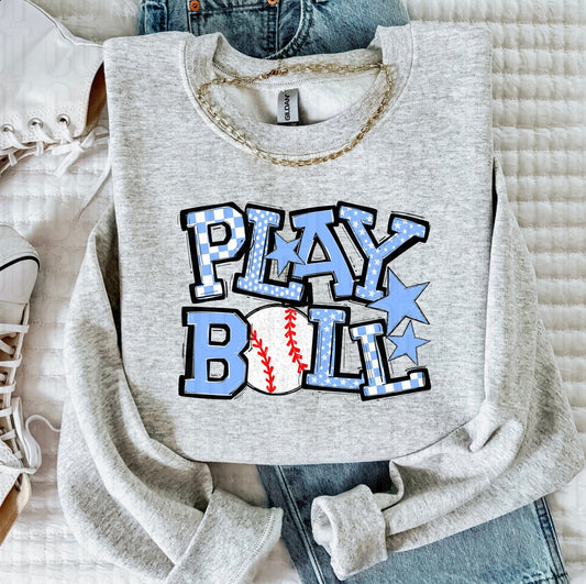 Play Ball Columbia Blue Baseball DTF Transfer