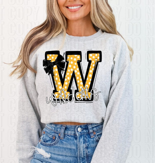 Wildcats Yellow Black Initial DTF Transfer