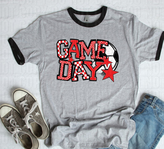Game Day Red Soccer DTF Transfer