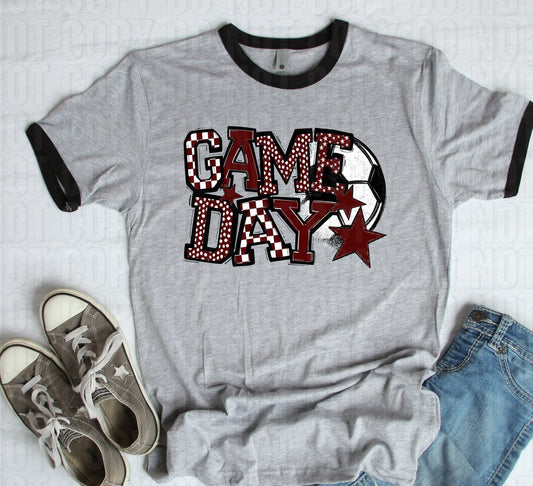 Game Day Maroon Soccer DTF Transfer