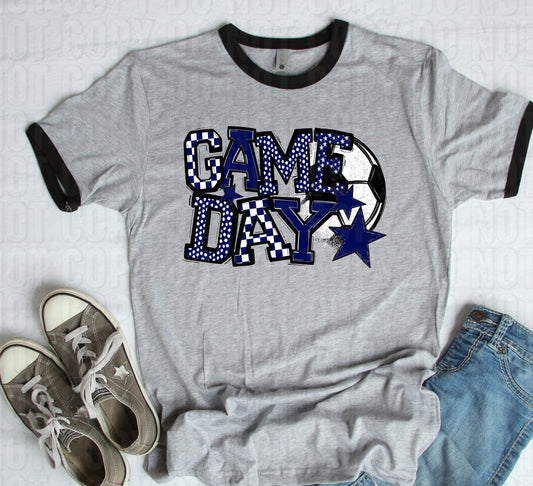 Game Day Royal Blue Soccer DTF Transfer