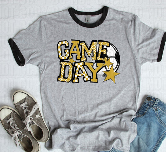Game Day Gold Soccer DTF Transfer
