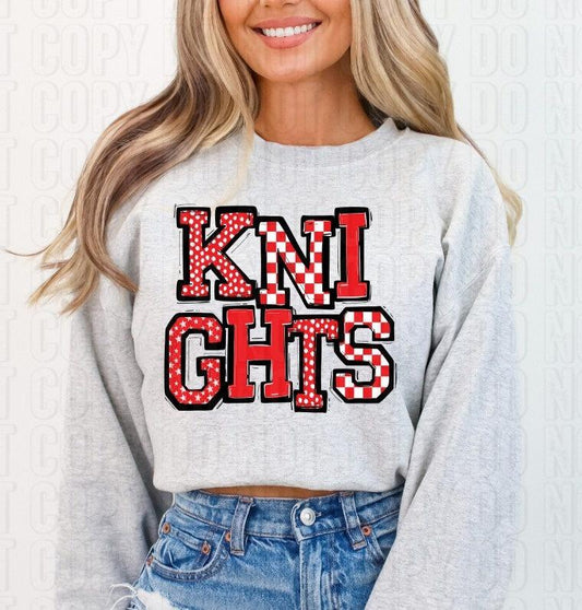 Knights Red Checker Stars DTF Transfer