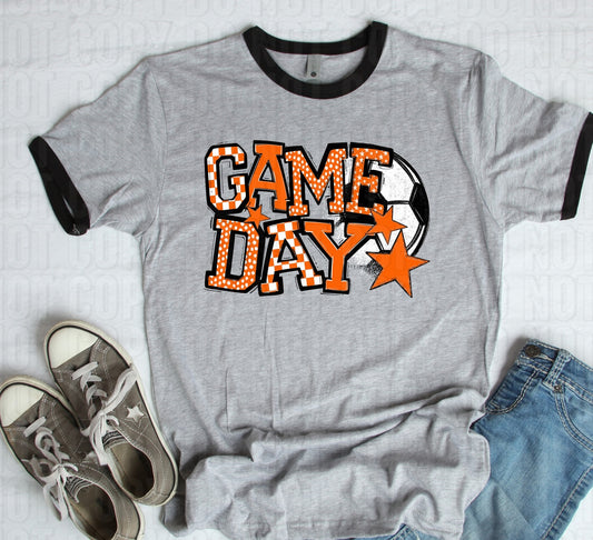 Game Day Orange Soccer DTF Transfer