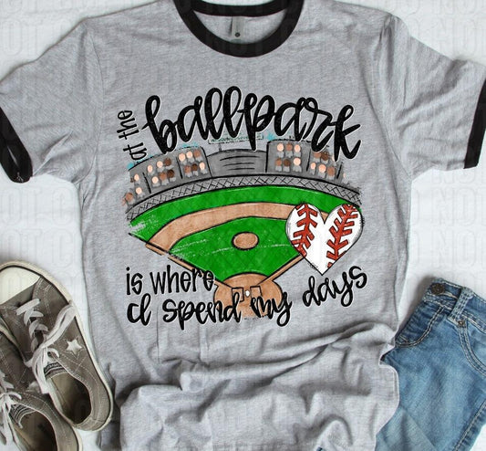 At The Ballpark Baseball Black DTF Transfer