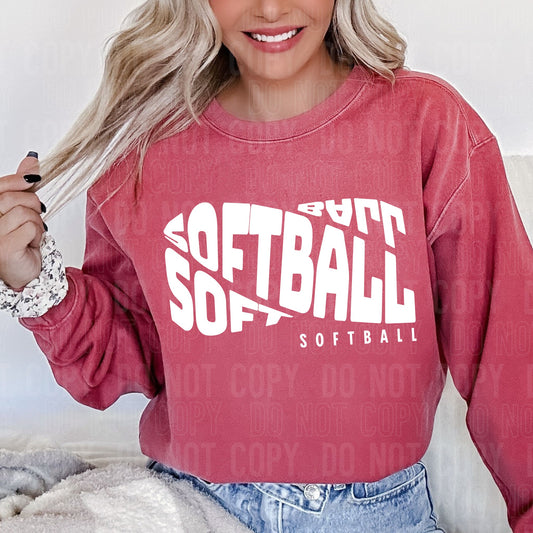 Softball Loopy White DTF Transfer