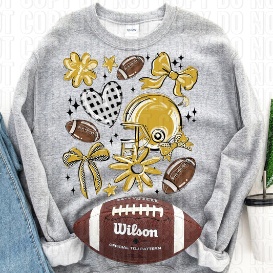 Football Collage Vegas Gold DTF Transfer