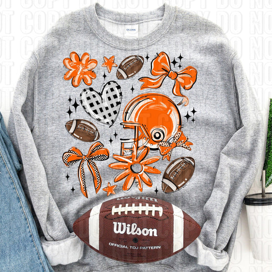 Football Collage Orange DTF Transfer