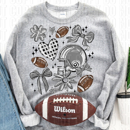Football Collage Grey DTF Transfer