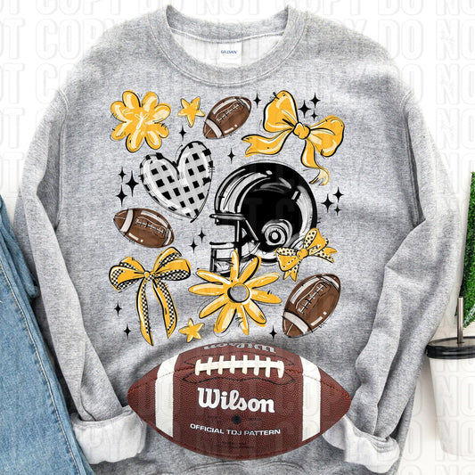 Football Collage Yellow Gold DTF Transfer