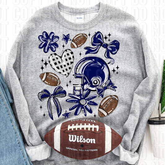 Football Collage Navy DTF Transfer
