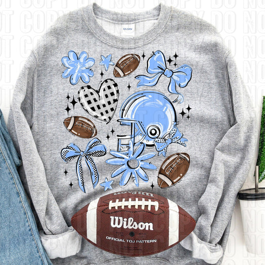 Football Collage Columbia Blue DTF Transfer