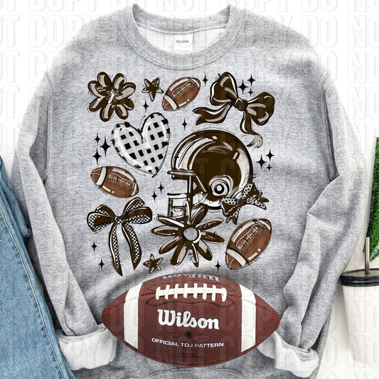 Football Collage Brown DTF Transfer