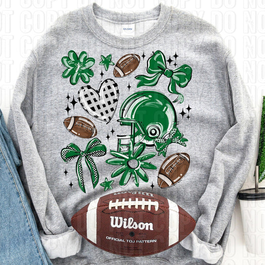 Football Collage Green DTF Transfer