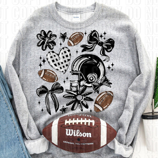 Football Collage Black DTF Transfer