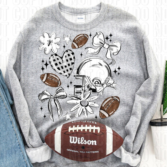 Football Collage White DTF Transfer