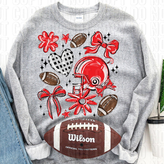 Football Collage Red DTF Transfer