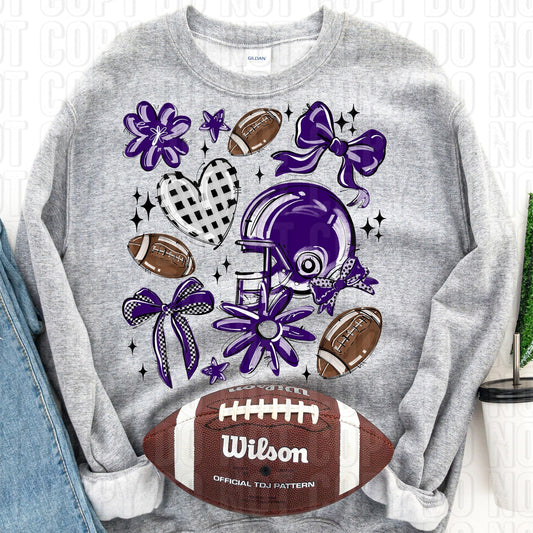 Football Collage Purple DTF Transfer