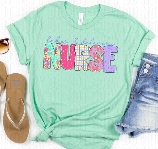 Labor & Delivery Nurse Doodle DTF Transfer
