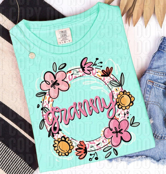 Granny Leopard Floral DTF Transfer