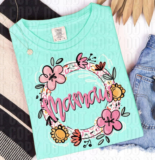 Mamaw Leopard Floral DTF Transfer