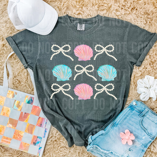 Pearl Bows And Sea Shell Icons DTF Transfer
