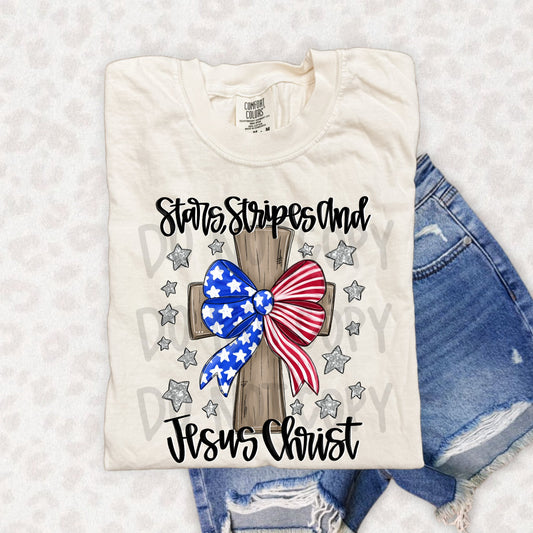 Stars Stripes And Jesus Christ DTF Transfer