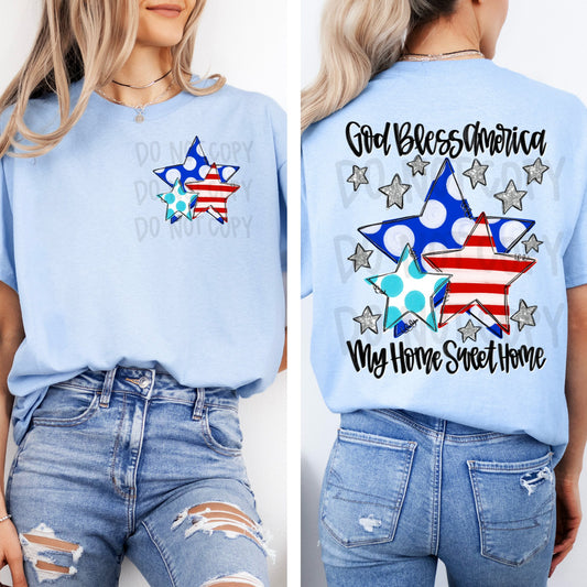 God Bless America Home Sweet Home Front/Back DTF Transfer