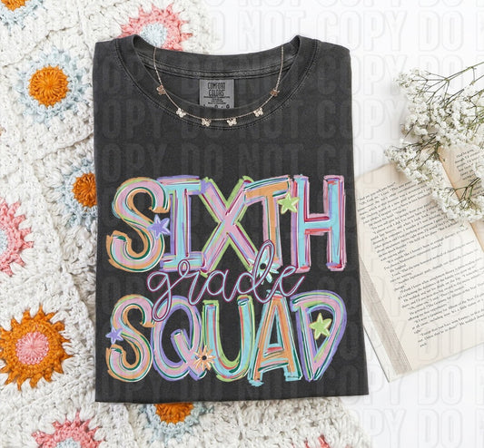 Sixth Grade Squad Titled Word DTF Transfer