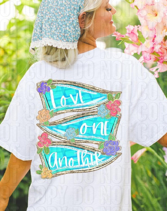 Love One Another Floral Flags DTF Transfer