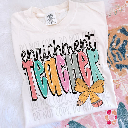 Enrichment Teacher Bright Bow DTF Transfer