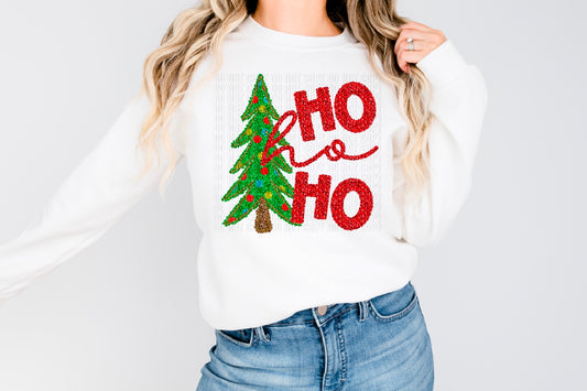 Ho Ho Ho Sequins Faux DTF Transfer